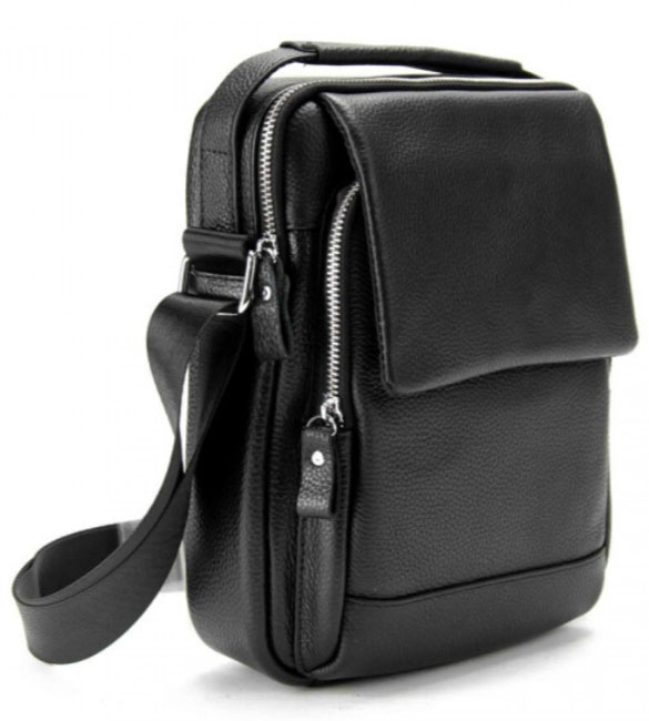 Сумка-візитка чоловіча 26*21*5см натуральна чорна шкіра Tiding Bag — фото 2